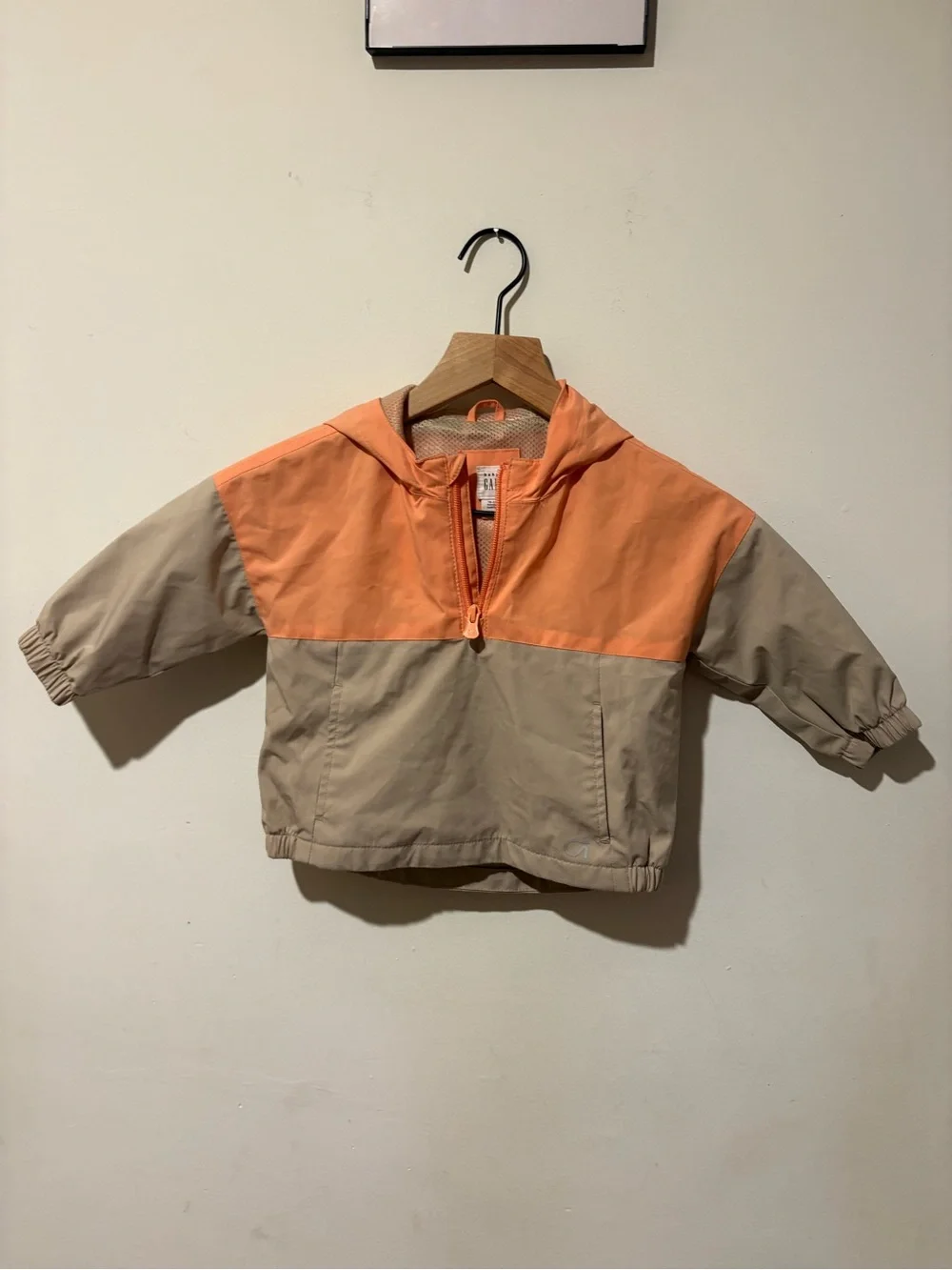 GAP Peach & Tan Hooded Kids Anorak Jacket 18-24 Months
